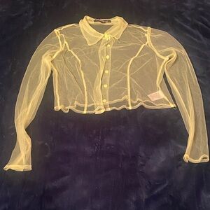 NWOT Hera Collection Neon Sheer Button-Down Shirt